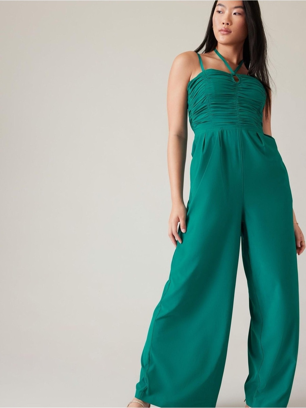 Athleta x Alicia Keys "Enlighten Up" Teal Wide-Leg Jumpsuit